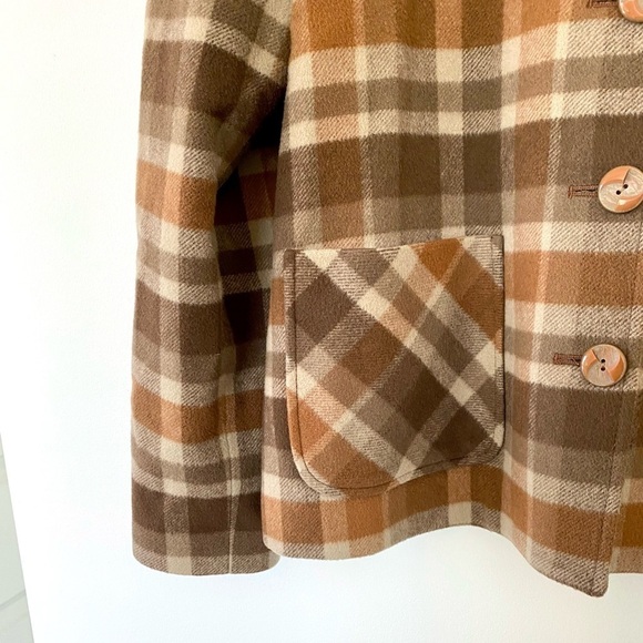 Vintage Wool Lined Plaid Tartan Brown Button Shacket - Picture 3 of 13